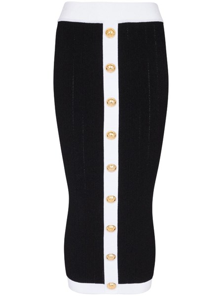 Black midi skirt with gold clearance buttons