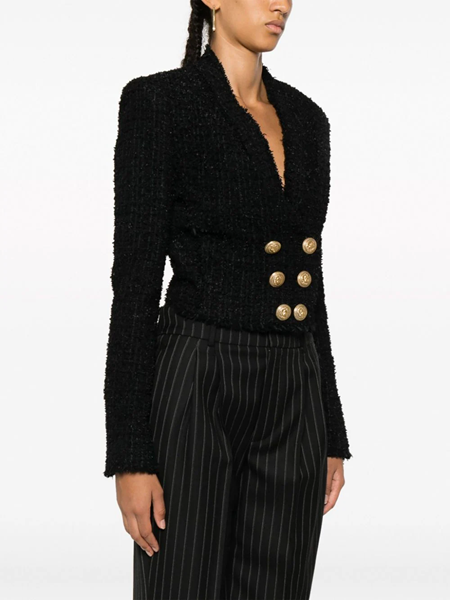 balmain Double-breasted cropped jacket available on