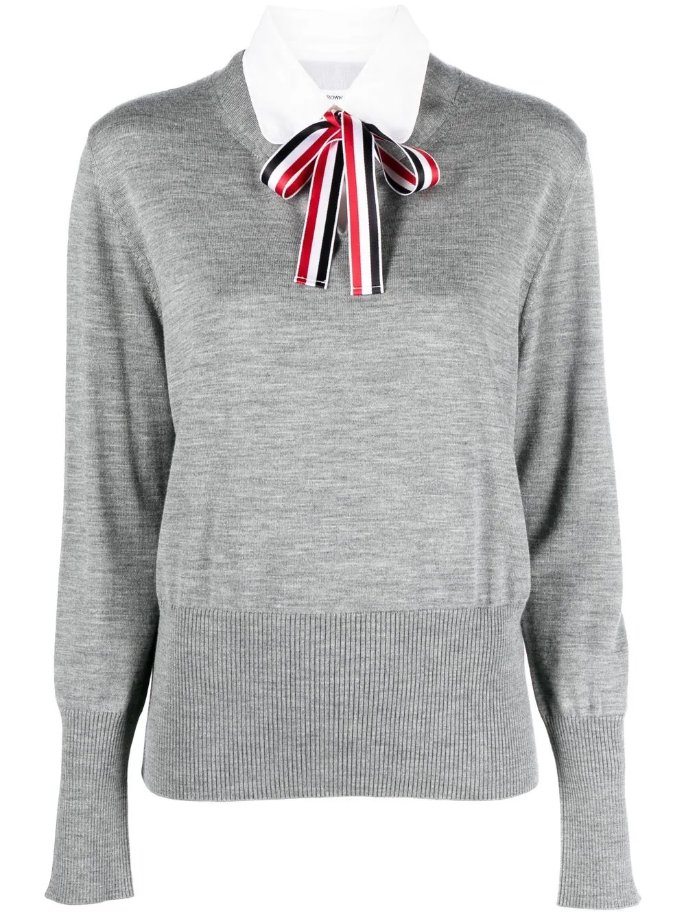 Shop Thom Browne Sweater With Ribbon In Grey