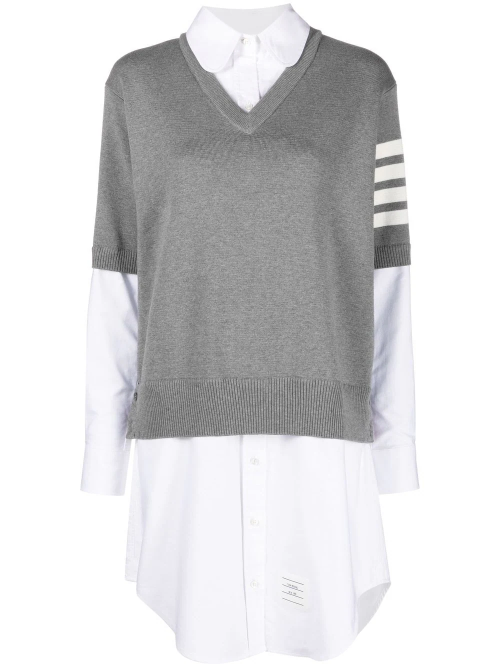 Shop Thom Browne Dress With Striped Detail In Grey