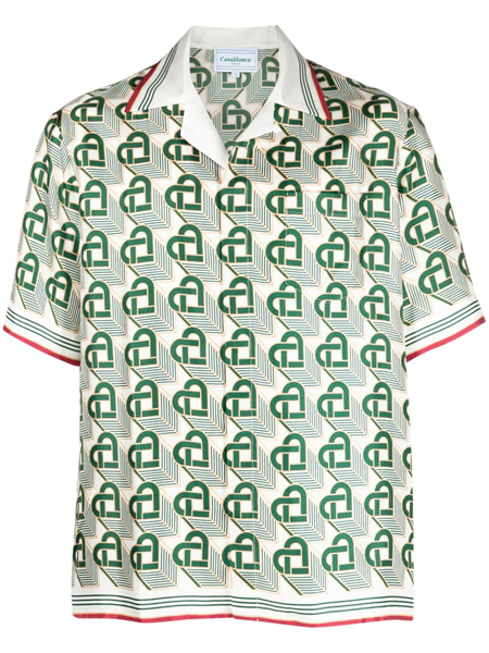 Casablanca Heart monogram knitted jumper, GREEN/WHITE