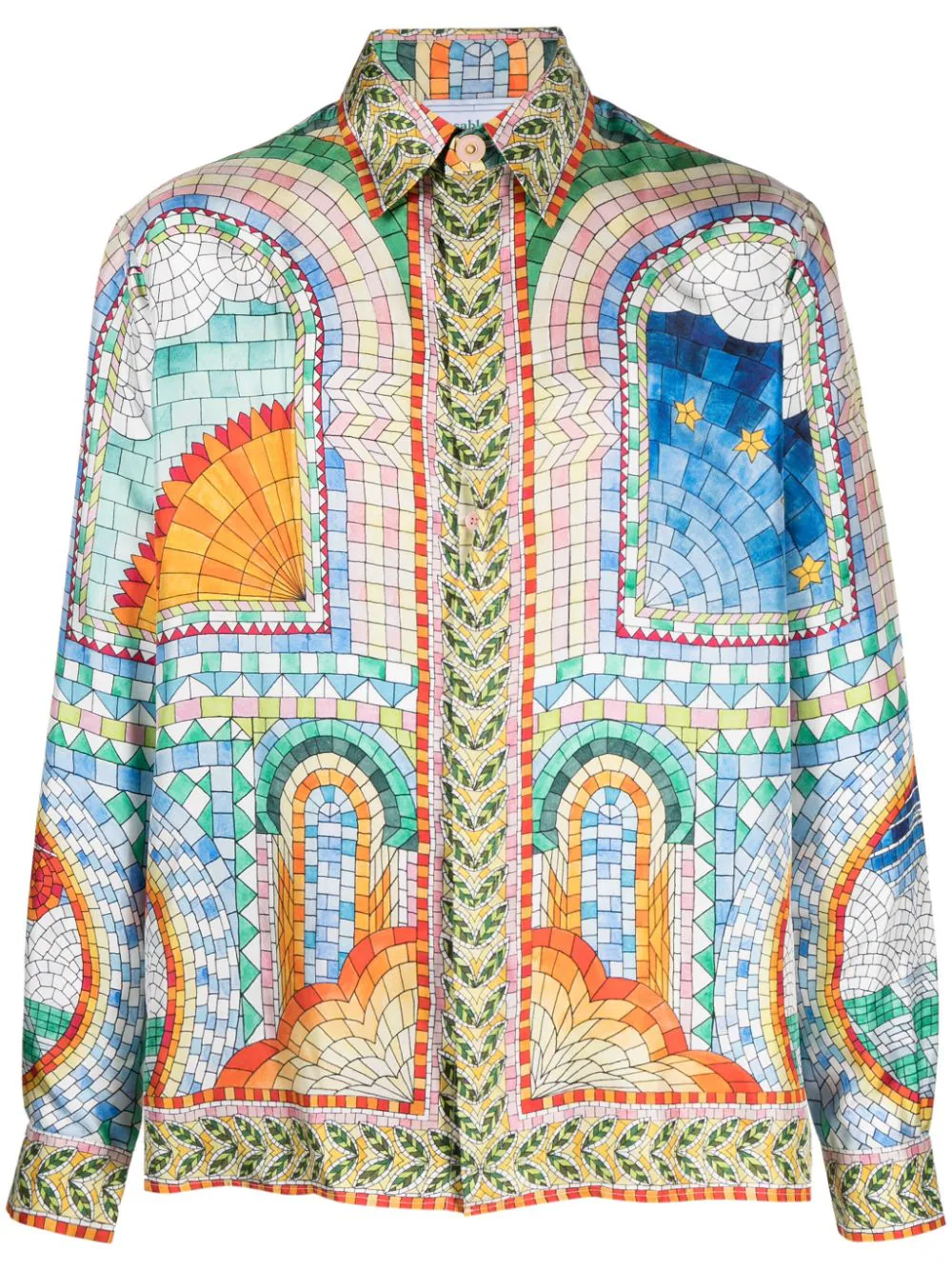 Shop Casablanca Mosaic De Damas Shirt With Print In Multicolour
