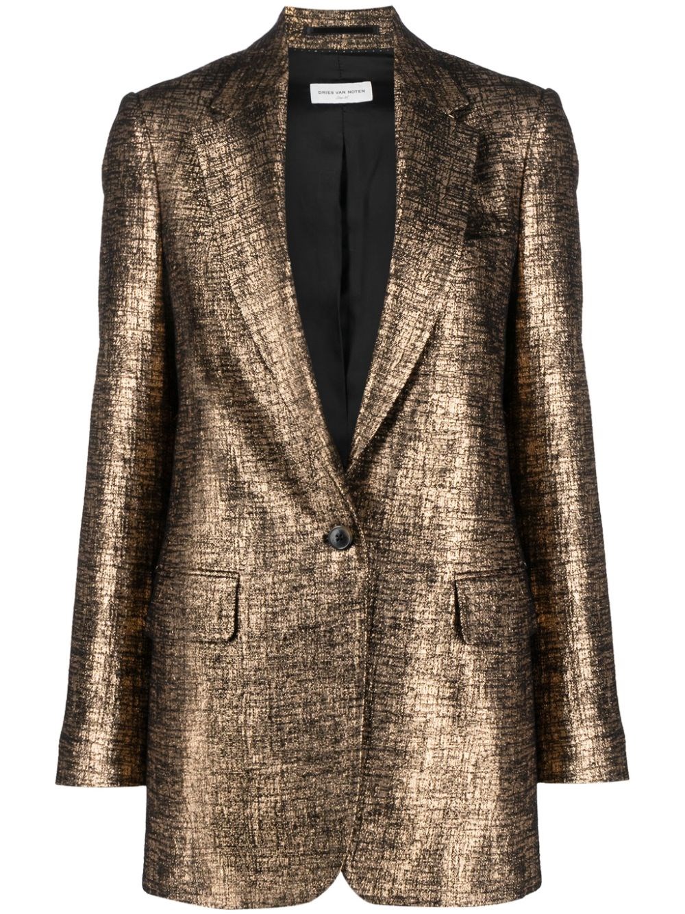 Dries Van Noten Blanchet One-button Metallic Blazer In Metallic
