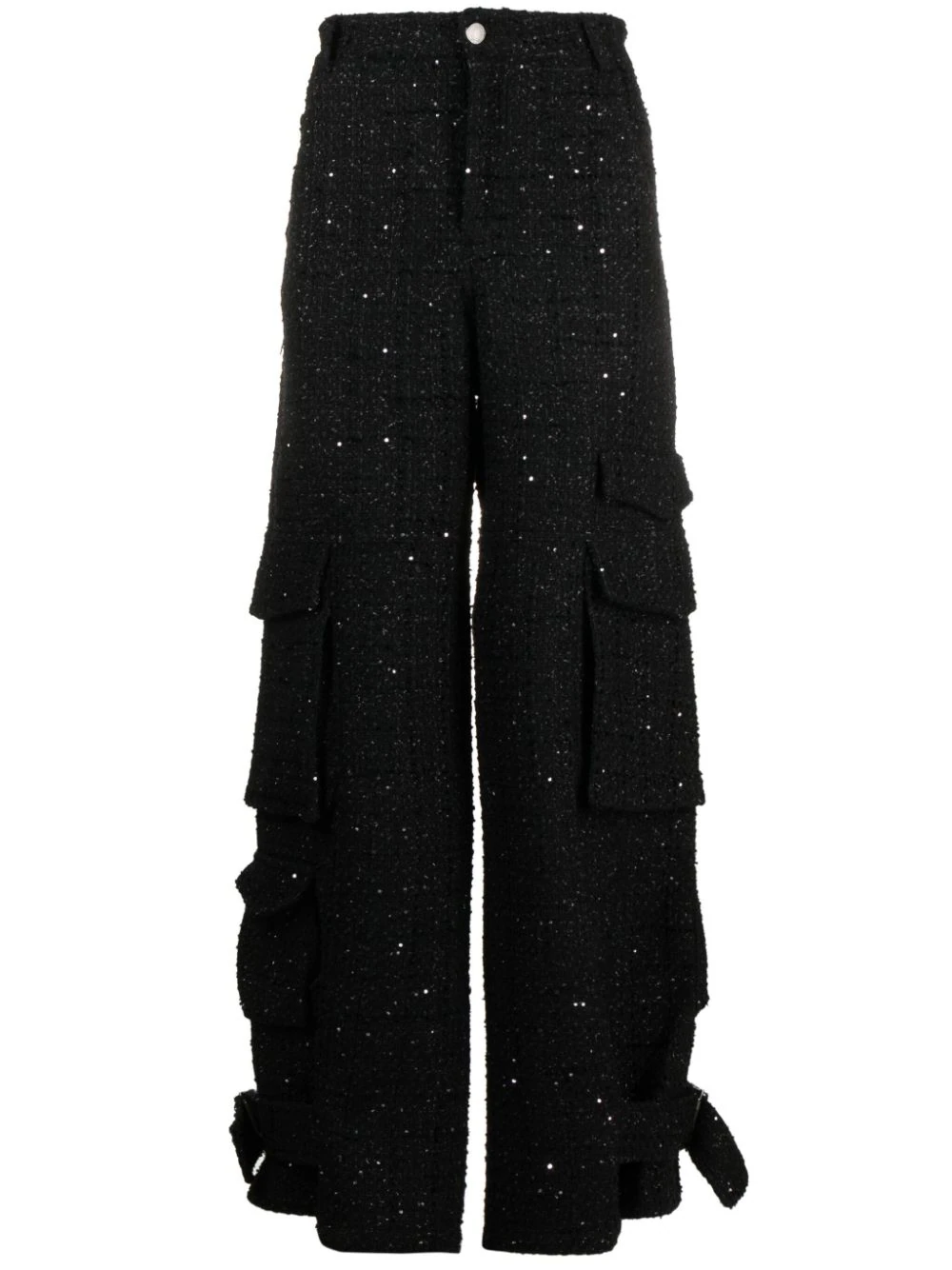 GCDS WIDE-LEG TWEED CARGO PANTS