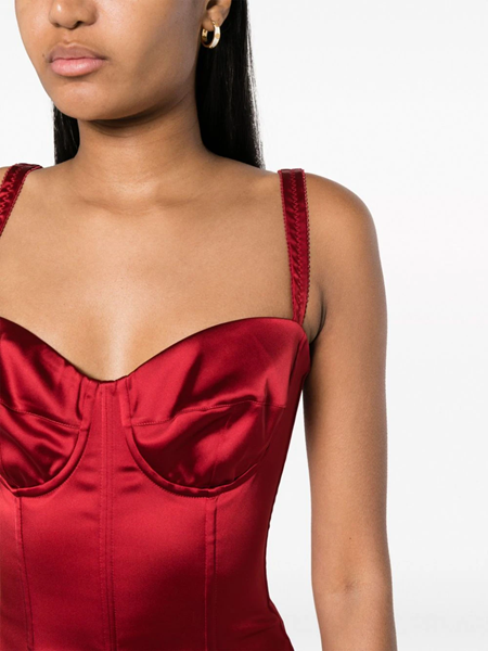 Satin bustier midi dress in red - Dolce Gabbana