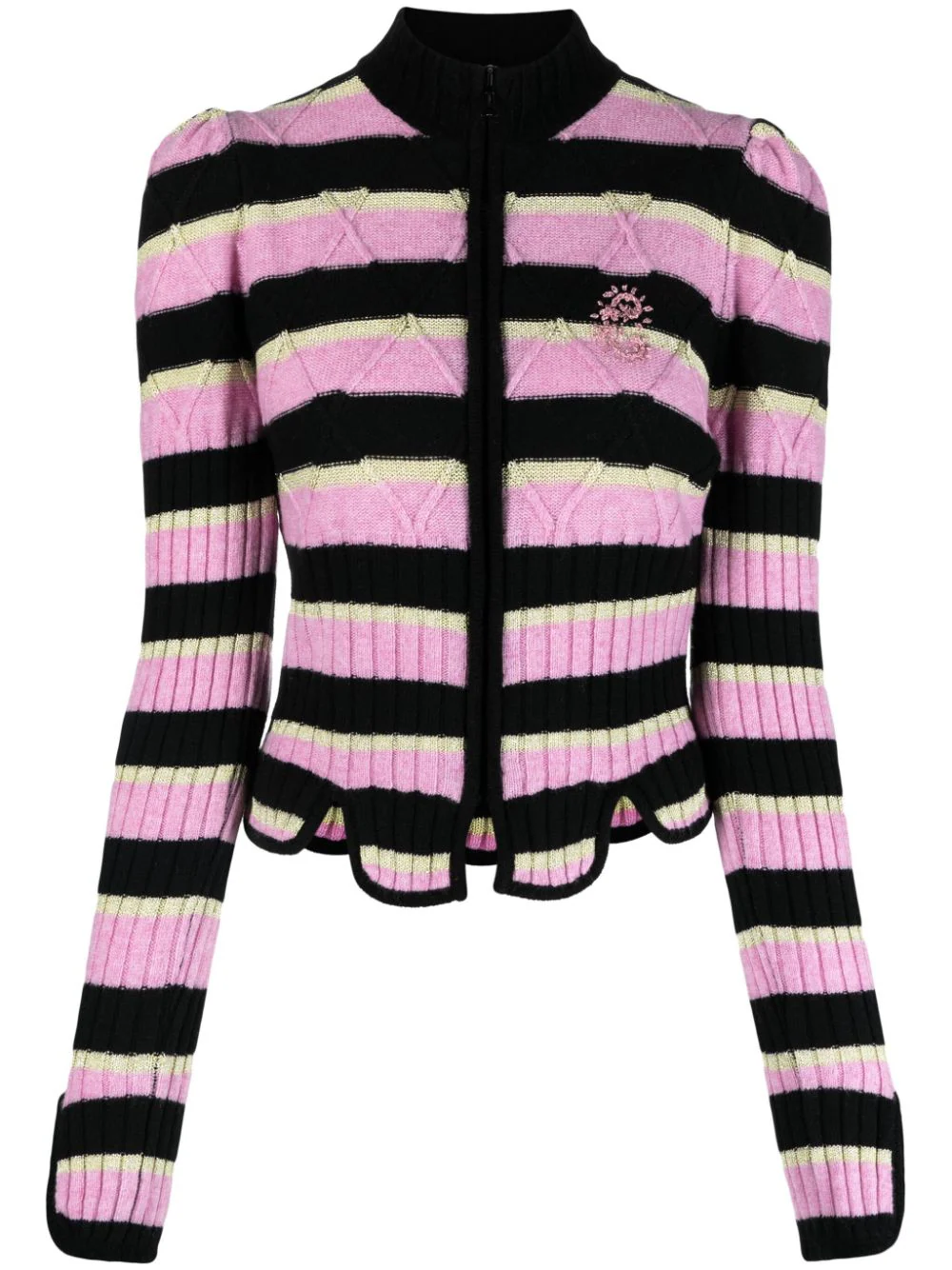 Cormio Divna Embroidered Wool Blend Sweater In Pink & Purple