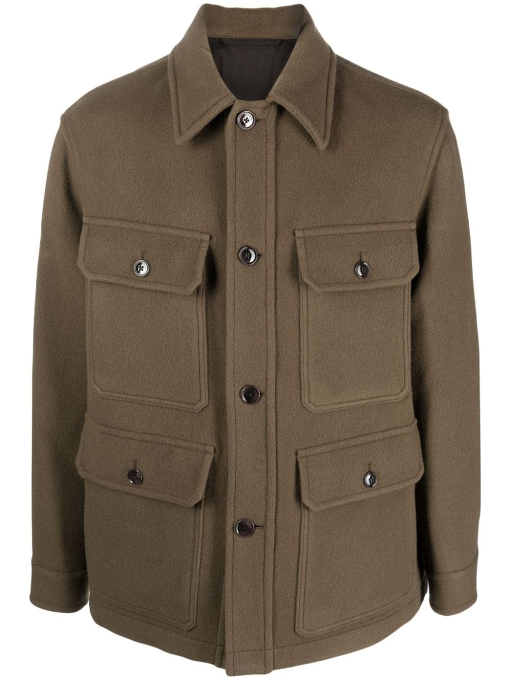 Lemaire Hunting Wool Jacket In Brown