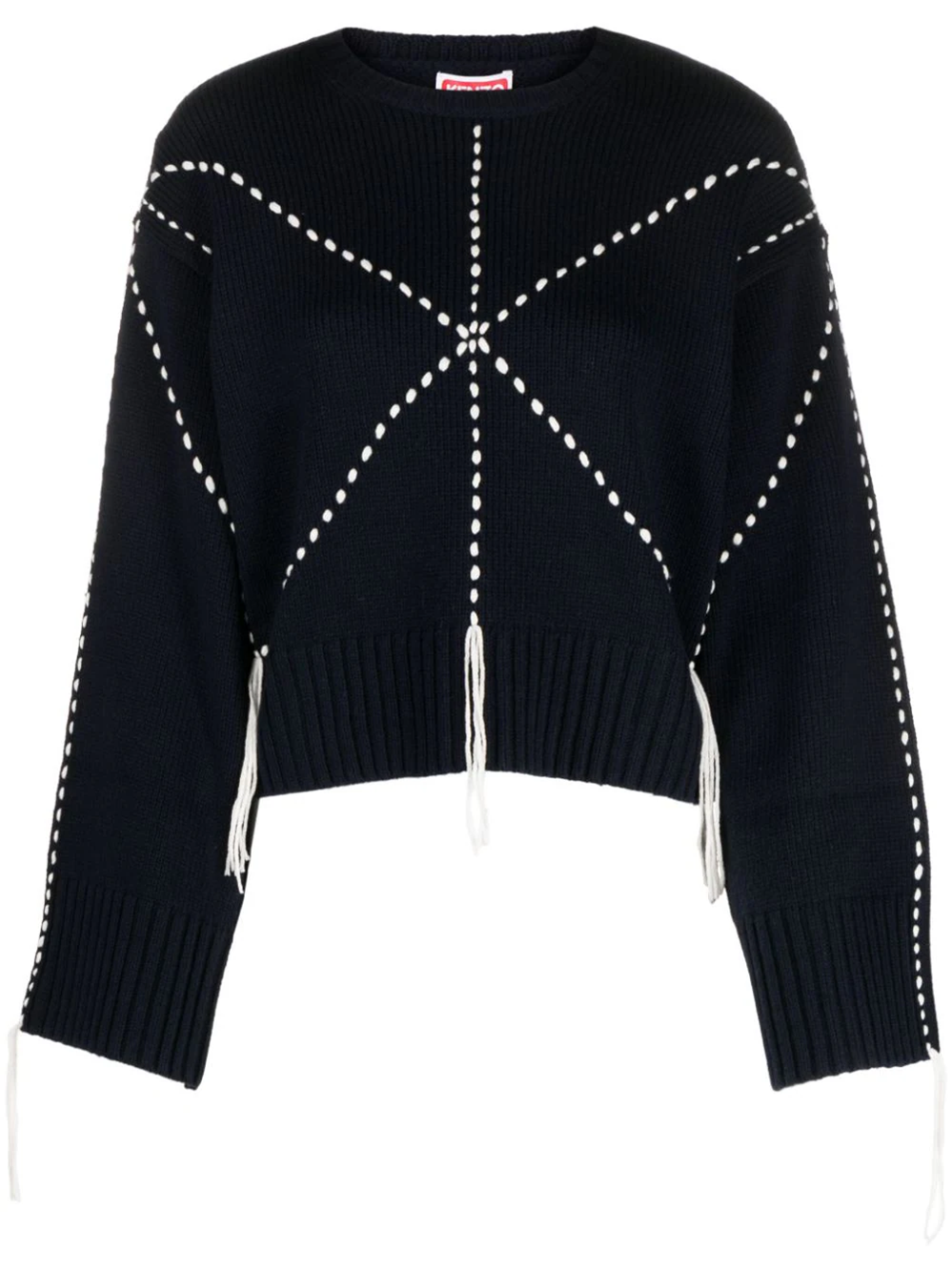 Kenzo Sashiko Stitch Embroidered Jumper In Blue