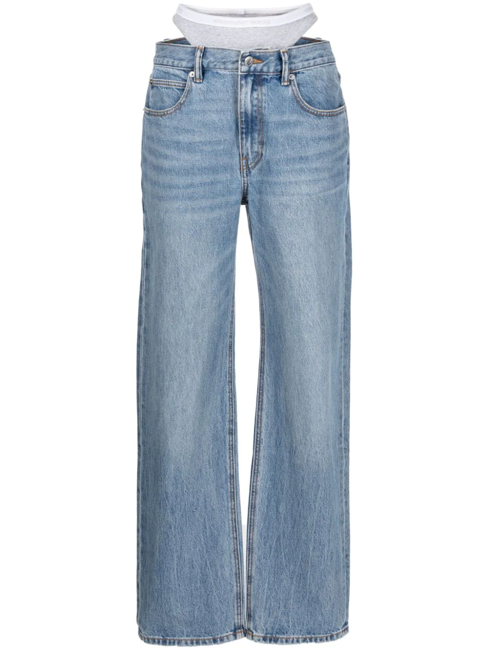 Alexander Wang Straight Jeans With Layered Design In Blue