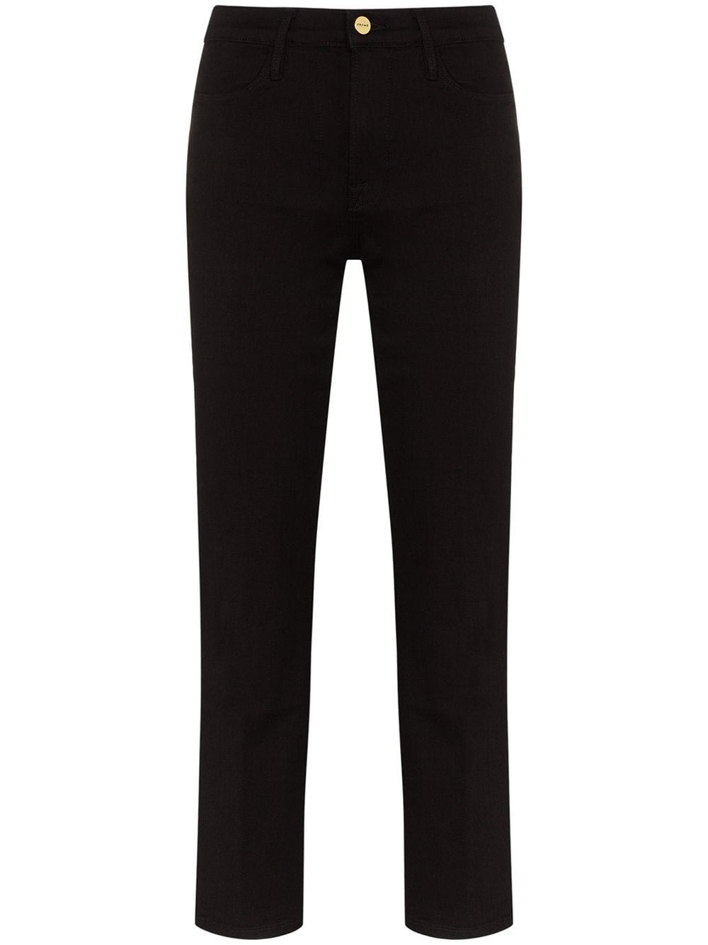 Shop Frame Le High Straight Jeans In Black