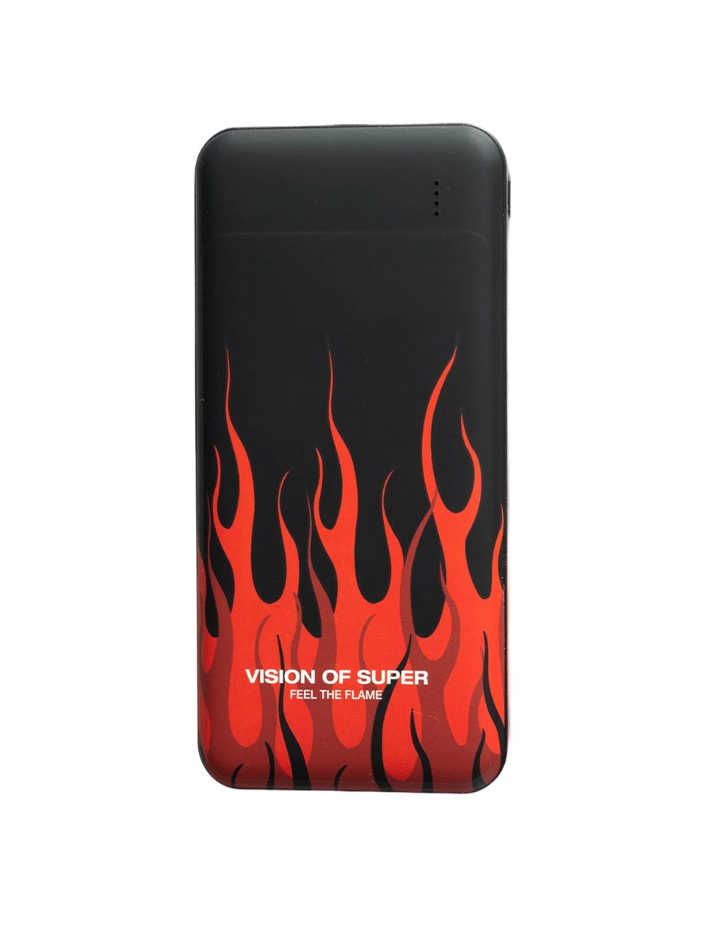 Vision Of Super Black Powerbank With Red Flames And White Logo