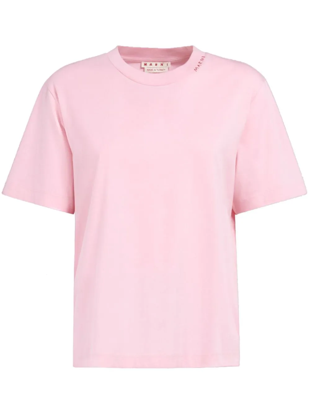 Marni Logo-embroidered Cotton T-shirt In Pink & Purple