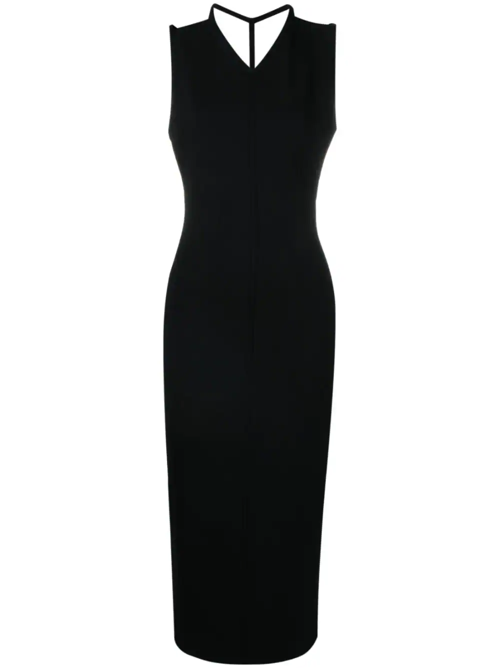 Khaite Terri Long Dress With V-neck In Black
