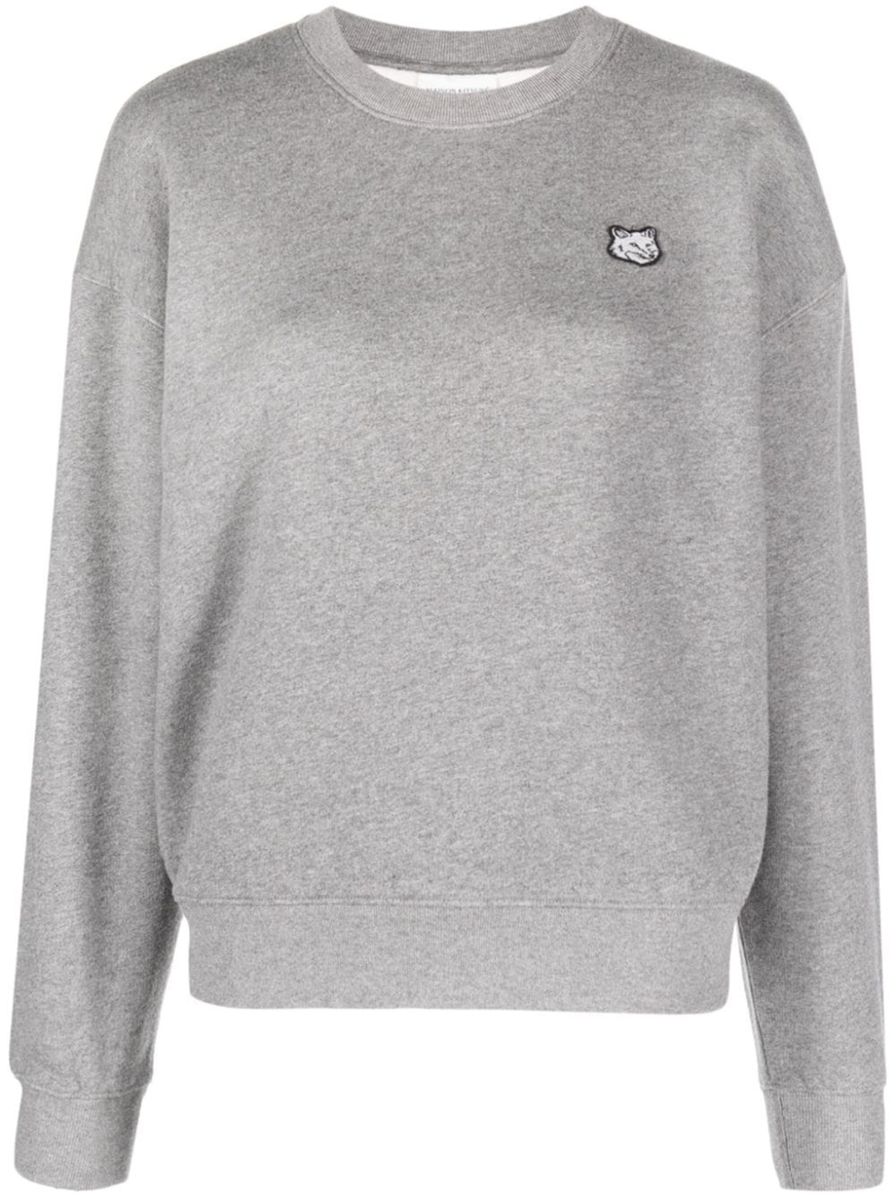 Maison Kitsuné Melange Sweatshirt With Patch In Grey