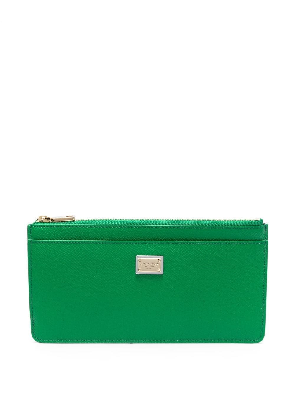 Dolce & Gabbana Leather Wallet With Logo Plaque In Green