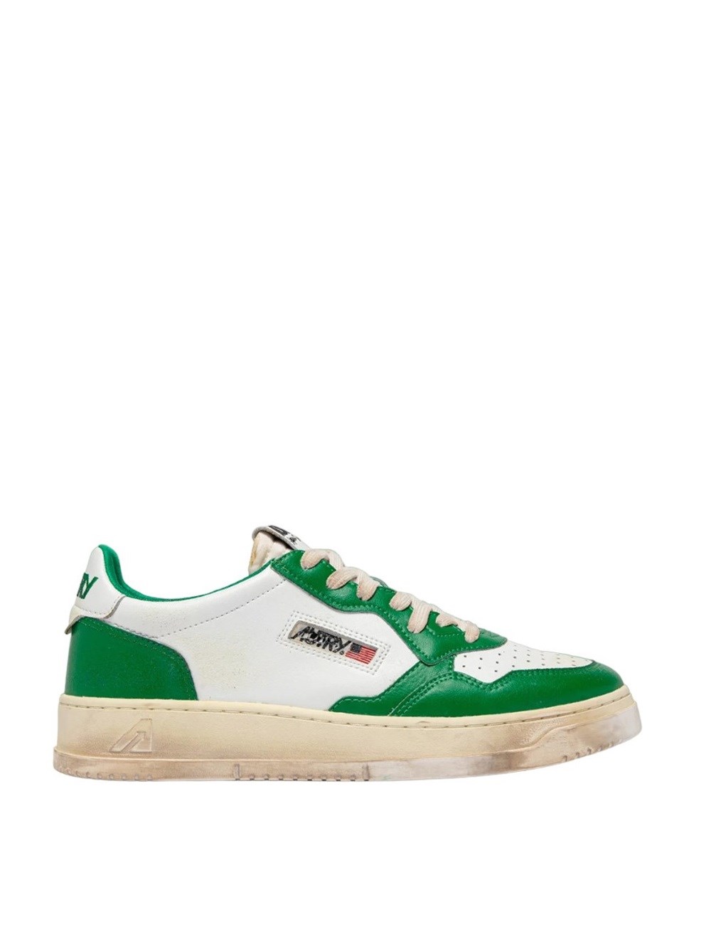 Shop Autry In White And Green Leather With Worn Effect