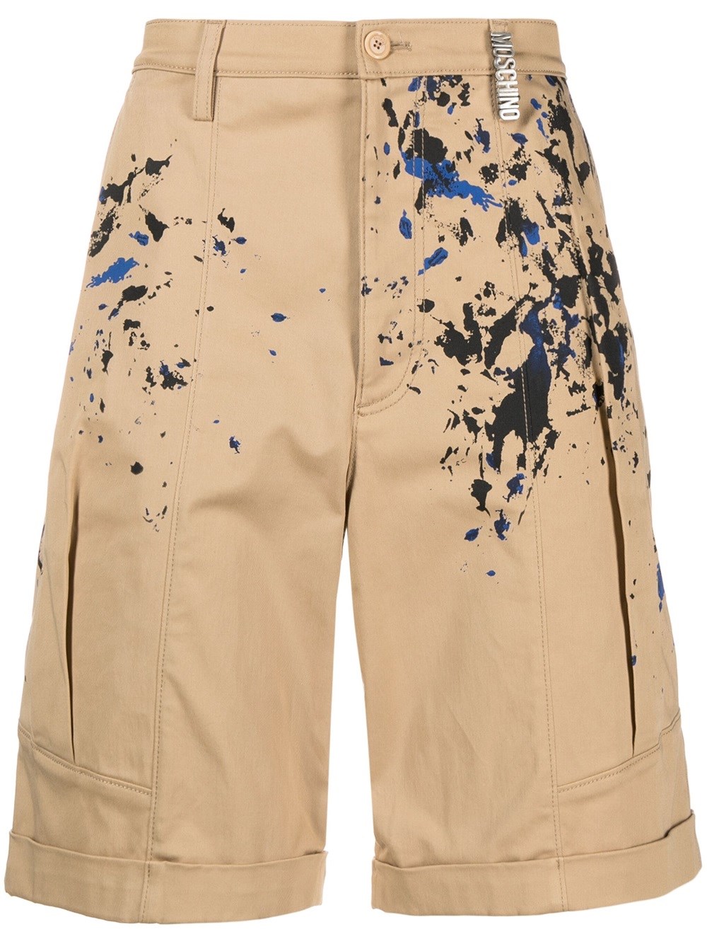 Shop Moschino Shorts With Print In Nude & Neutrals
