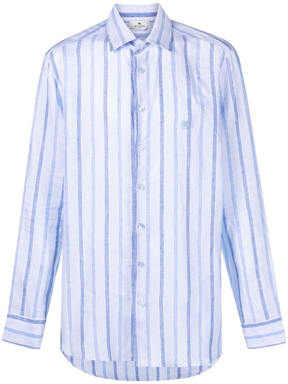 Shop Etro Striped Pegaso Shirt In Blue