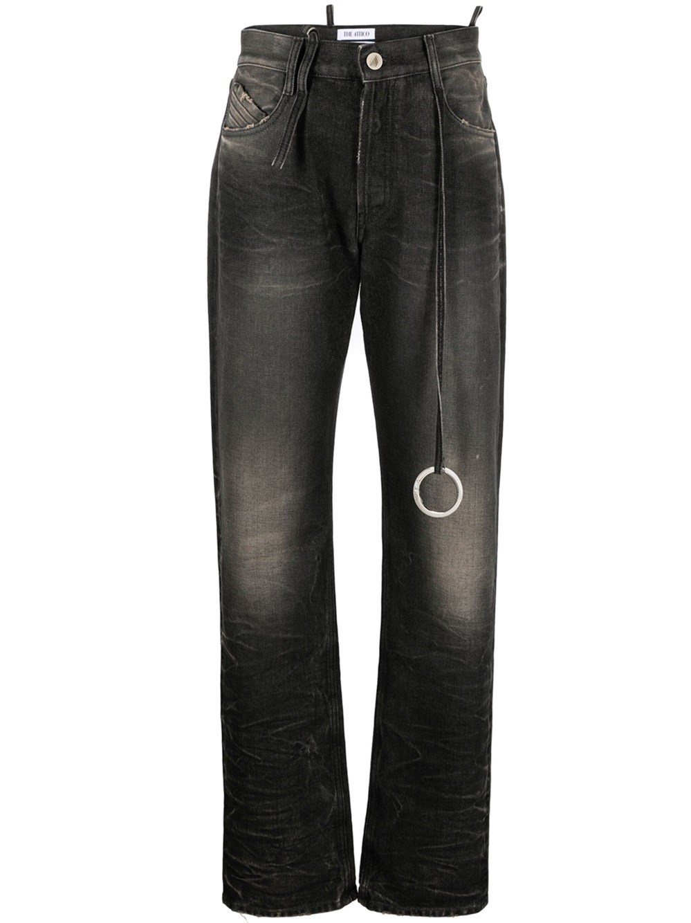 Attico Mid-rise Tapered-leg Jeans In Grey