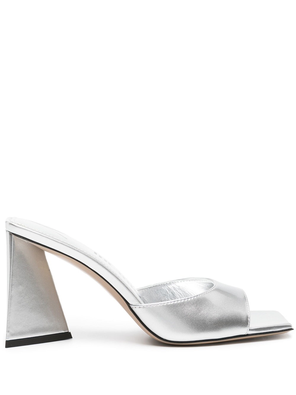 Attico Devon Metallic Platform Open Square Toe Mules In Metallic