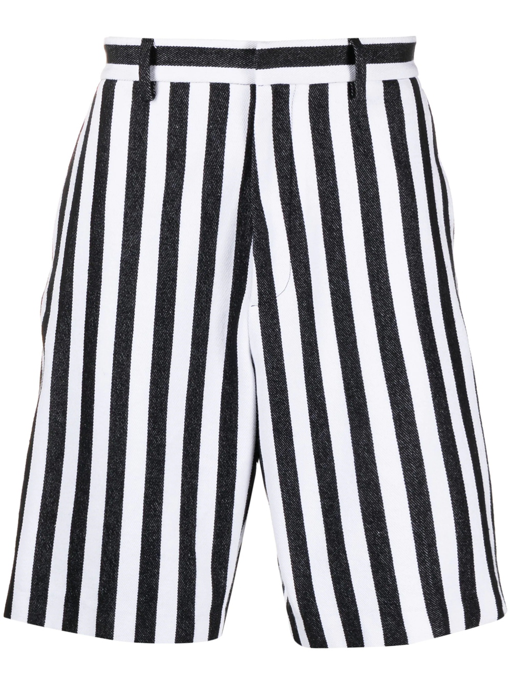 Shop Moschino Striped Chino Shorts In Black
