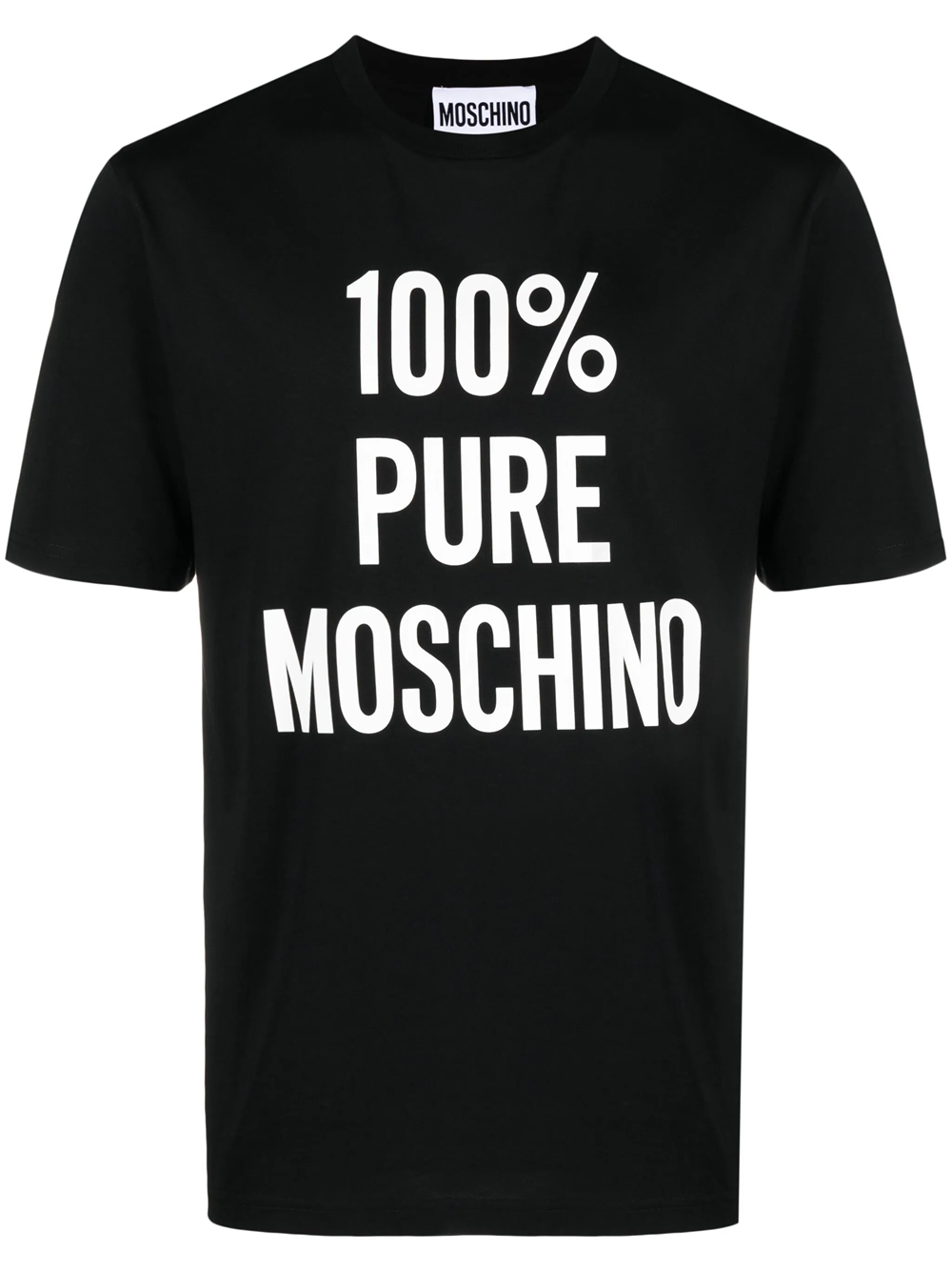 Moschino Slogan-print Cotton T-shirt In Black