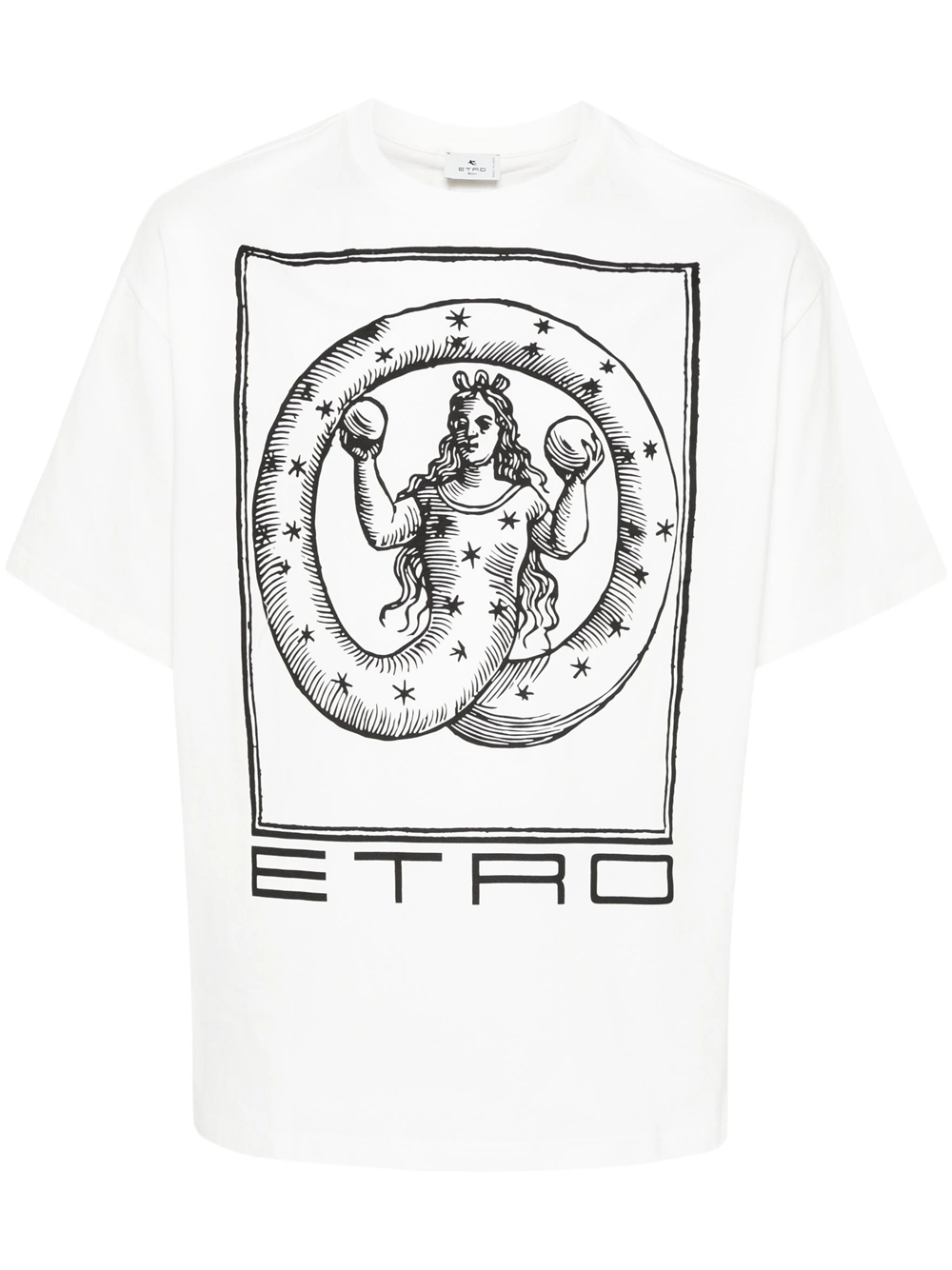 Shop Etro Cotton T-shirt With Graphic Print In White