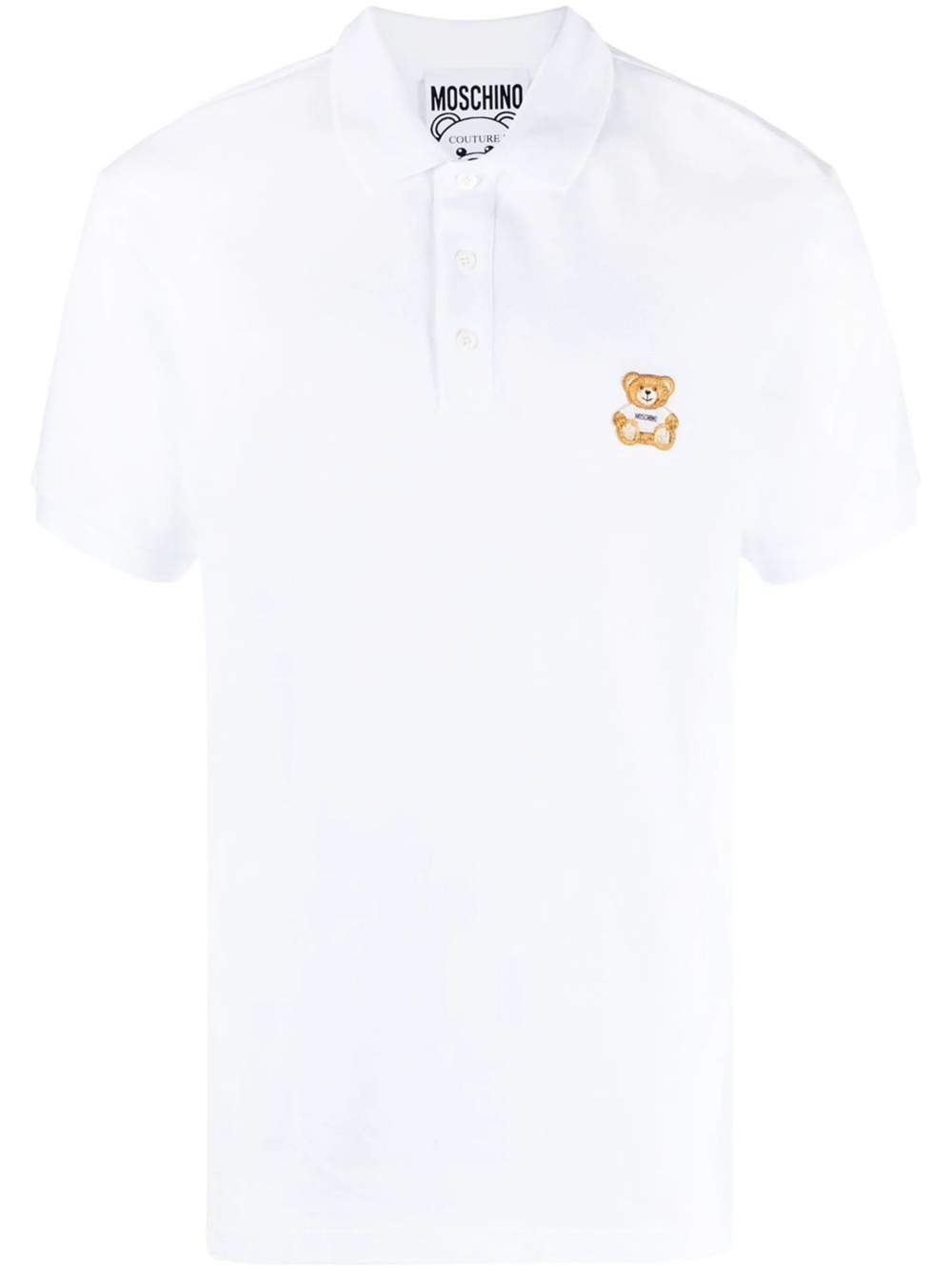 Shop Moschino Polo Shirt With Teddy Bear Motif In White