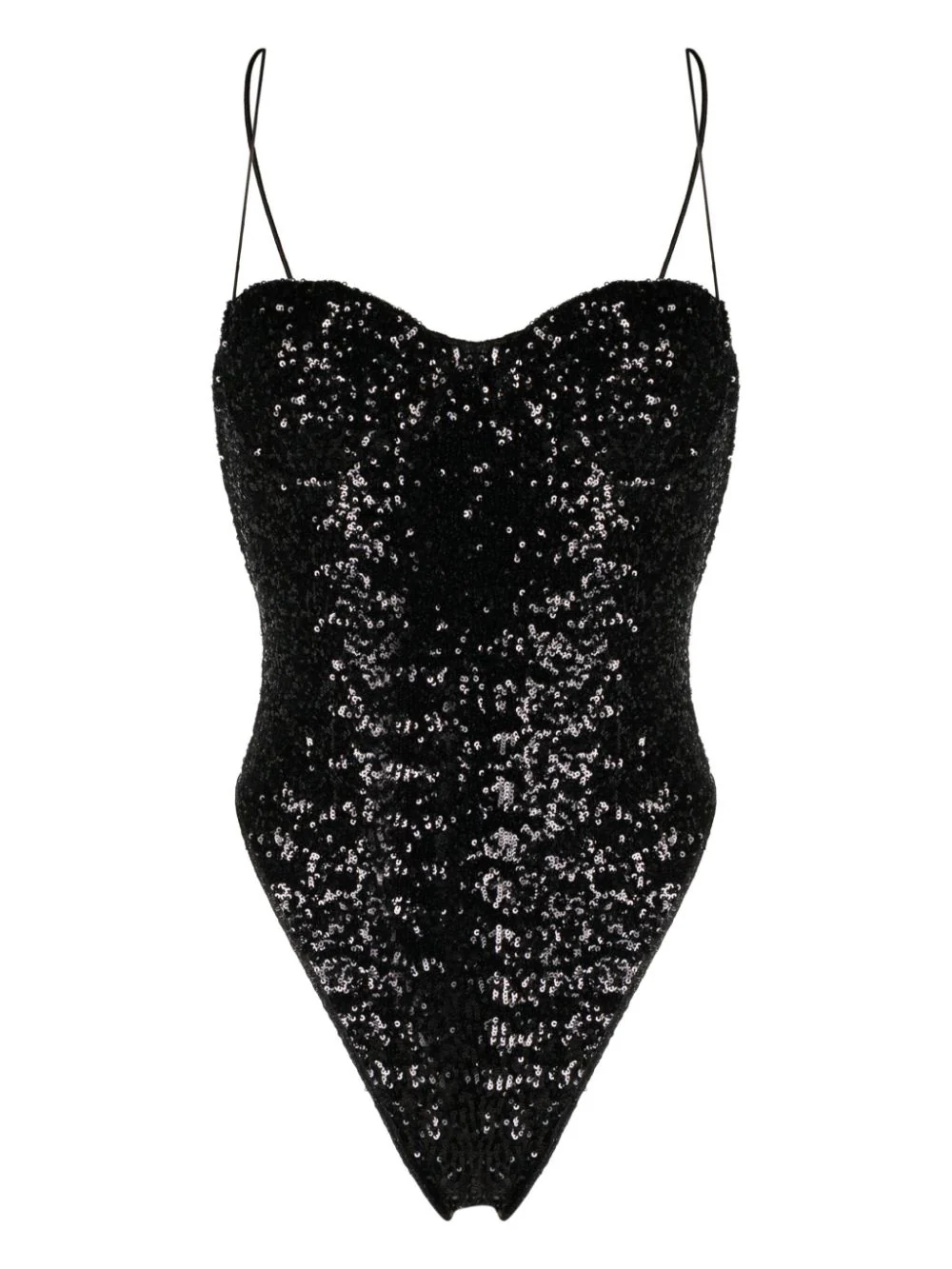 Shop Oseree High-leg Swimsuit Embellished With Sequins In Black