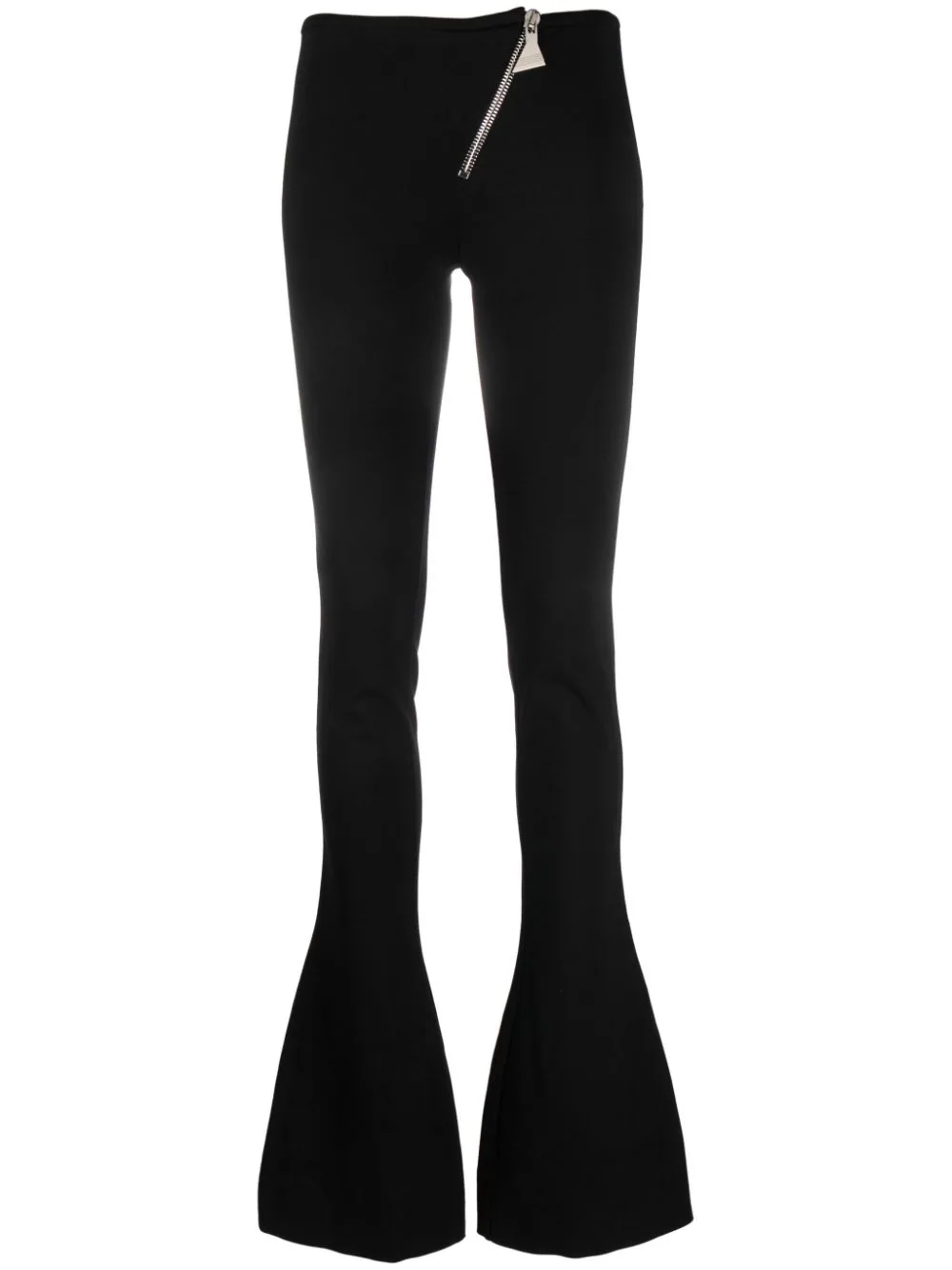 Shop Attico Zip-up Jersey Flared Trousers In Black