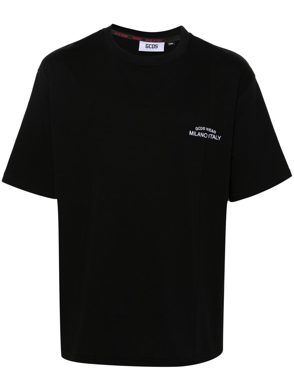 GCDS COTTON T-SHIRT WITH LOGO EMBROIDERY