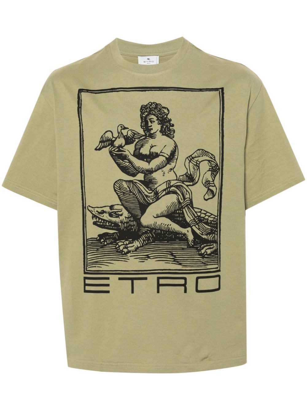 Shop Etro T-shirt With Graphic Print In Green