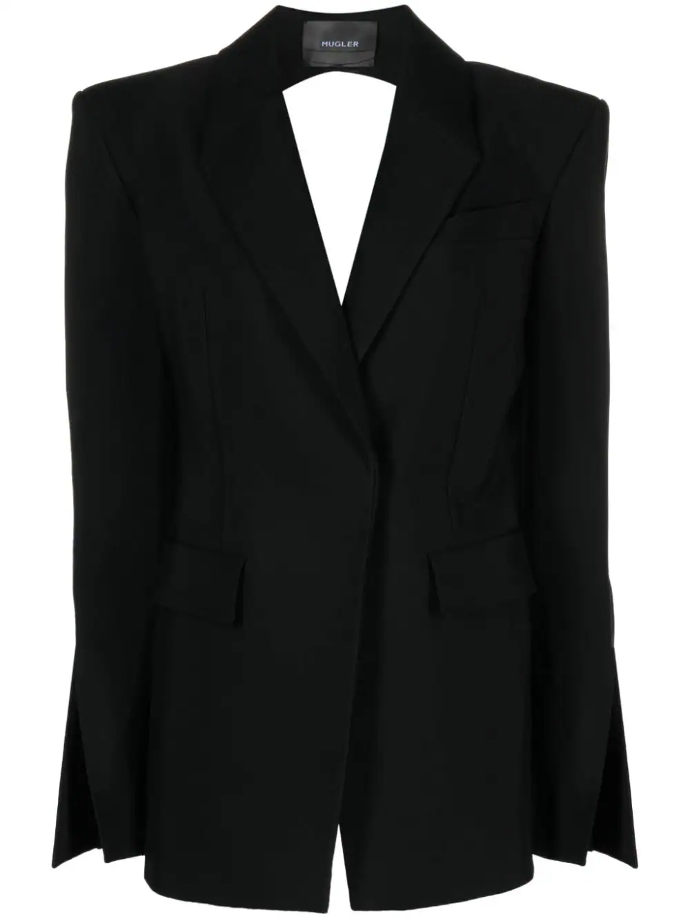 Mugler Single-breasted Blazer With Opening On The Back In Black