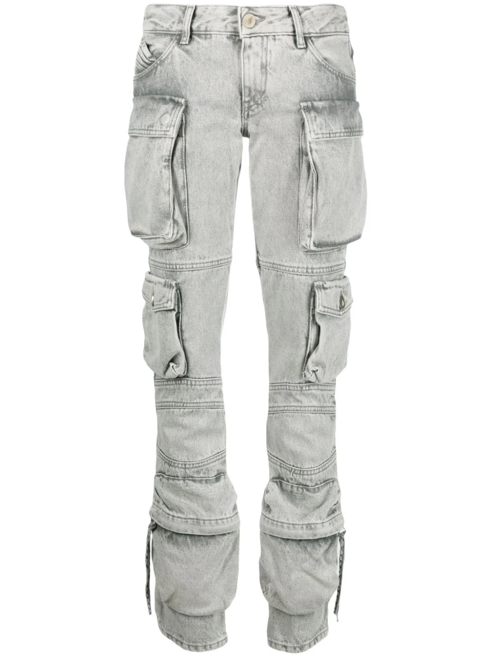 Shop Attico Straight Essie Jeans With Low Waist In Grey