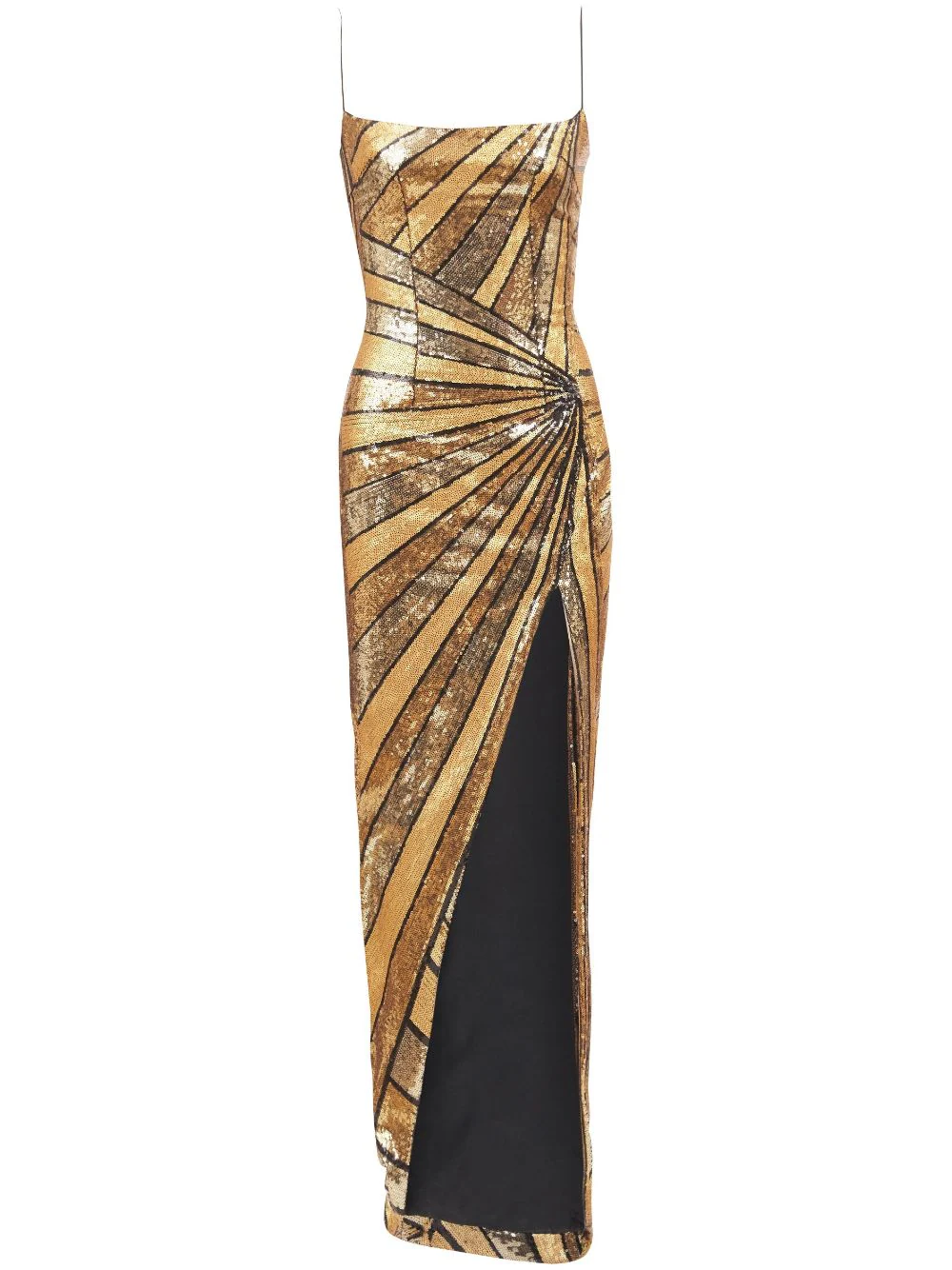 Balmain Long Dress With Sequins In Metallic