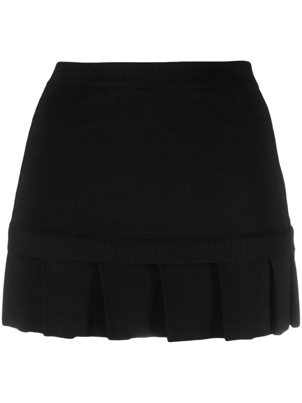 Shop Off-white Mini Skirt With Pleated Hem In Black