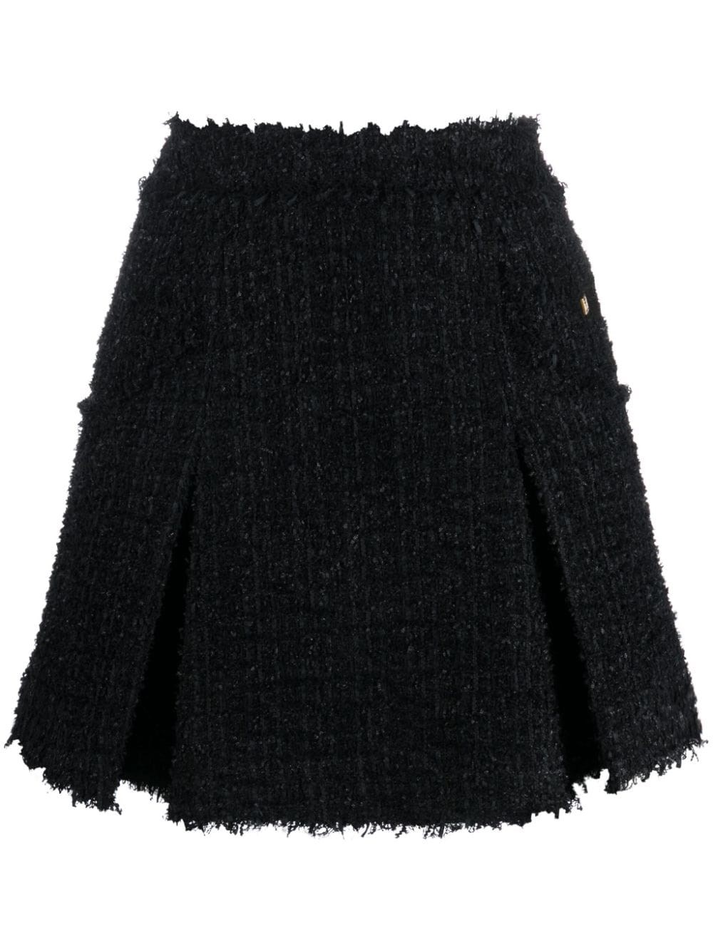 Shop Balmain Pleated Mini Skirt In Black