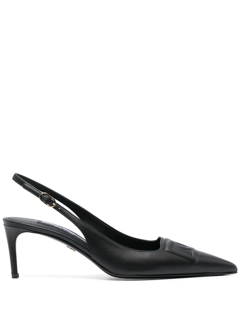 Dolce & Gabbana 70 Mm Logo Embossed Slingback Pump In Black