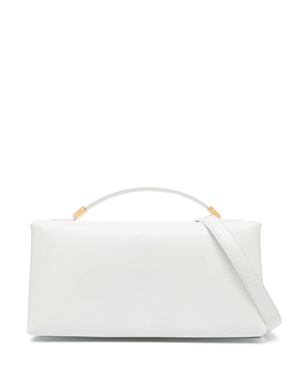 Shop Marni Leather Tote Bag With Prisma Logo In White