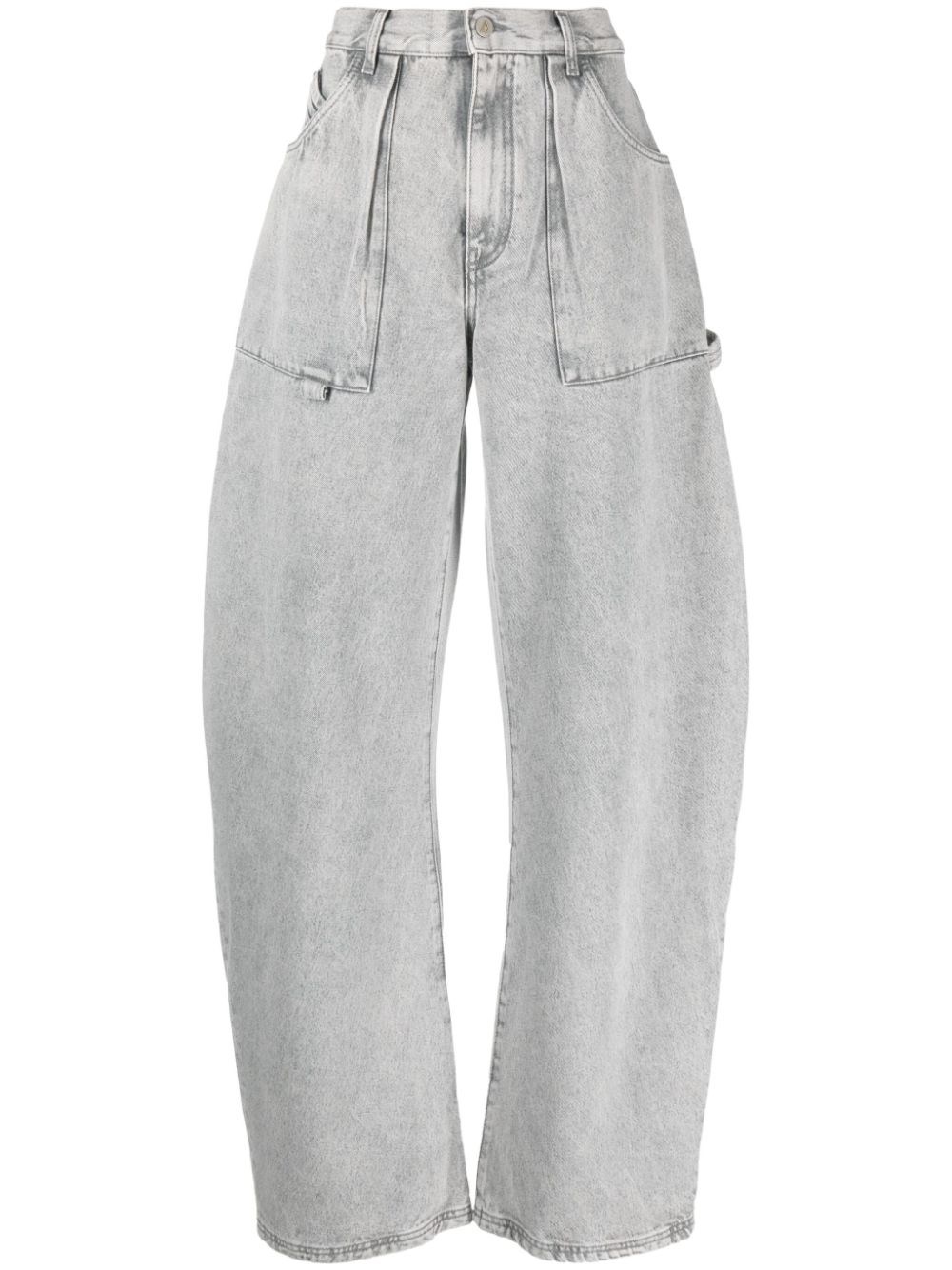 Shop Attico Effie Wide Leg Jeans In Grey