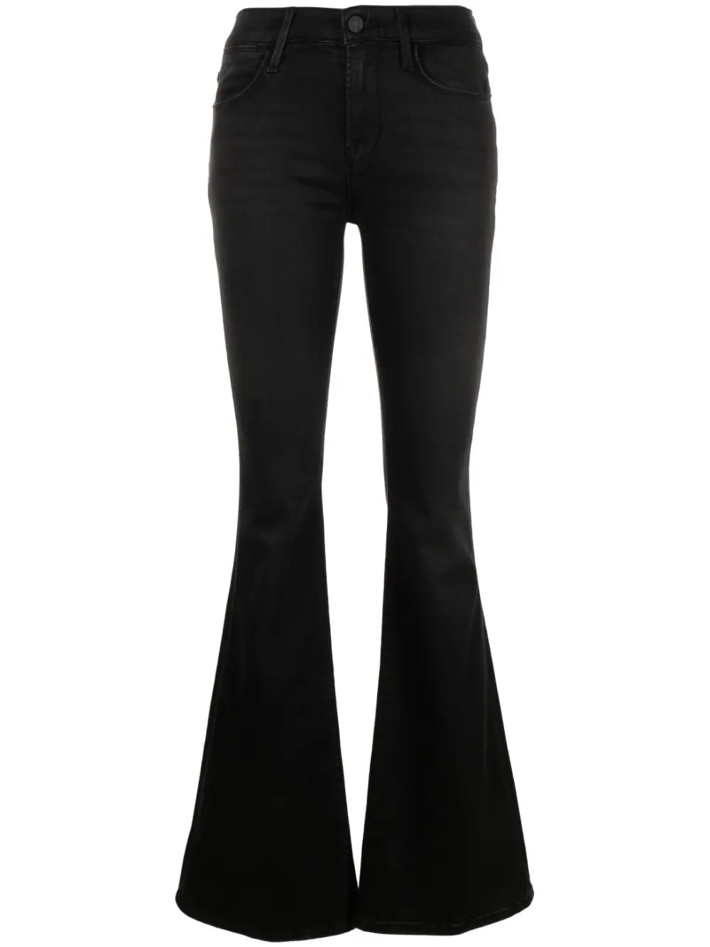 Shop Frame Mid-rise Flared Jeans In Black