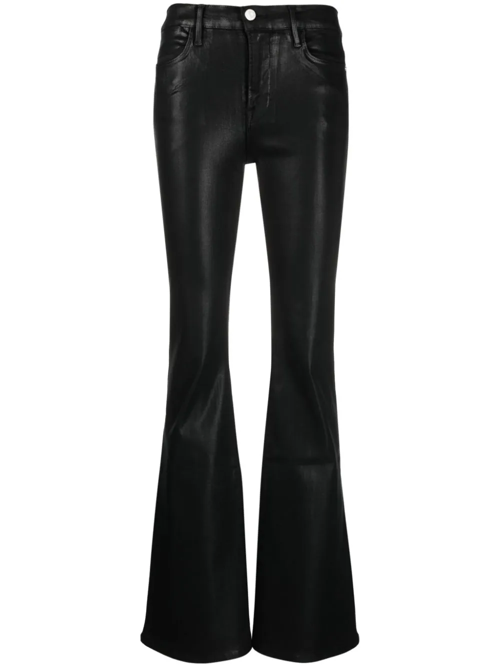 Shop Frame Flared Jeans With Le Crop Buttons In Black