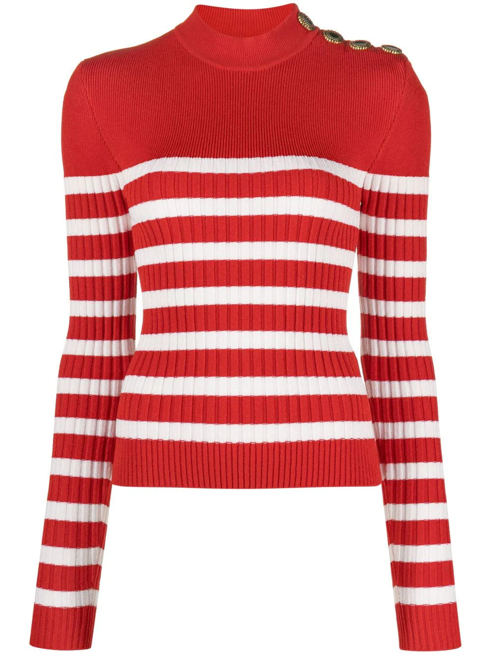 Balmain Striped Sweater In Red