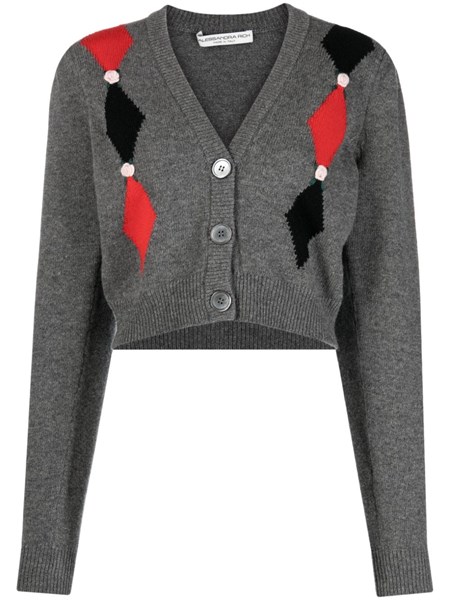 alessandra rich Cropped cardigan in jacquard wool knit available