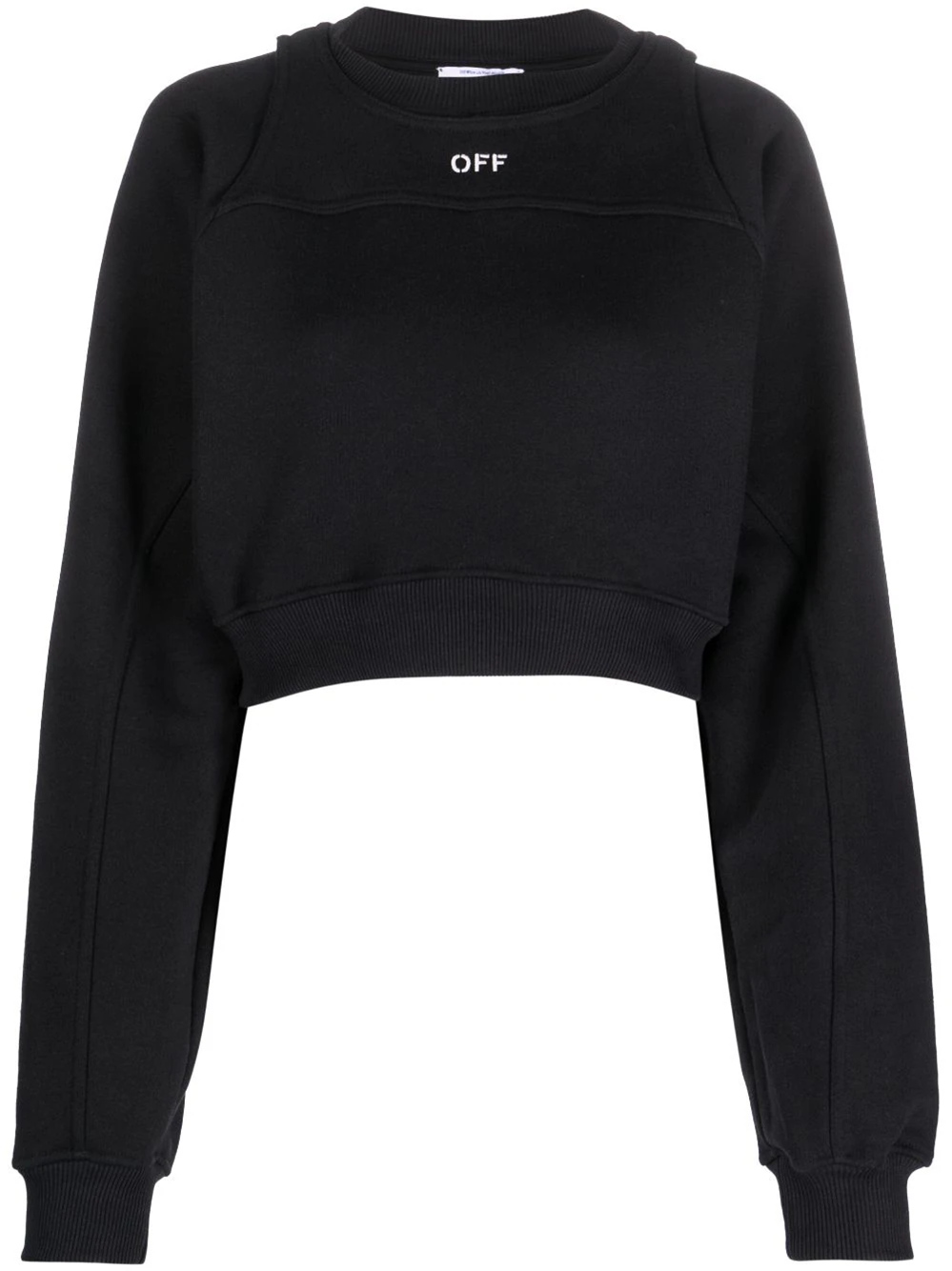 Shop Off-white Cropped Sweatshirt With Print In Black
