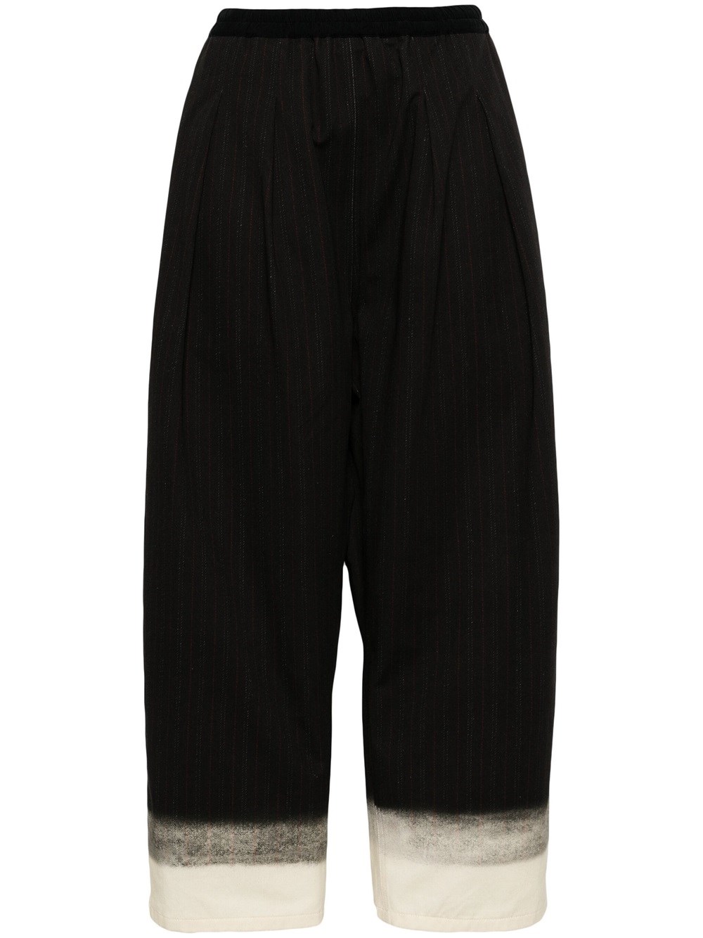 Shop Maison Margiela Pinstriped Wide-leg Trousers In Black