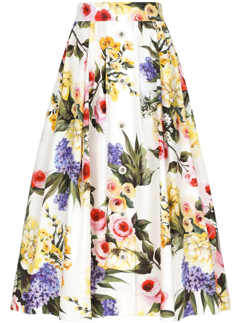 Shop Dolce & Gabbana Floral Midi Skirt In Multicolour