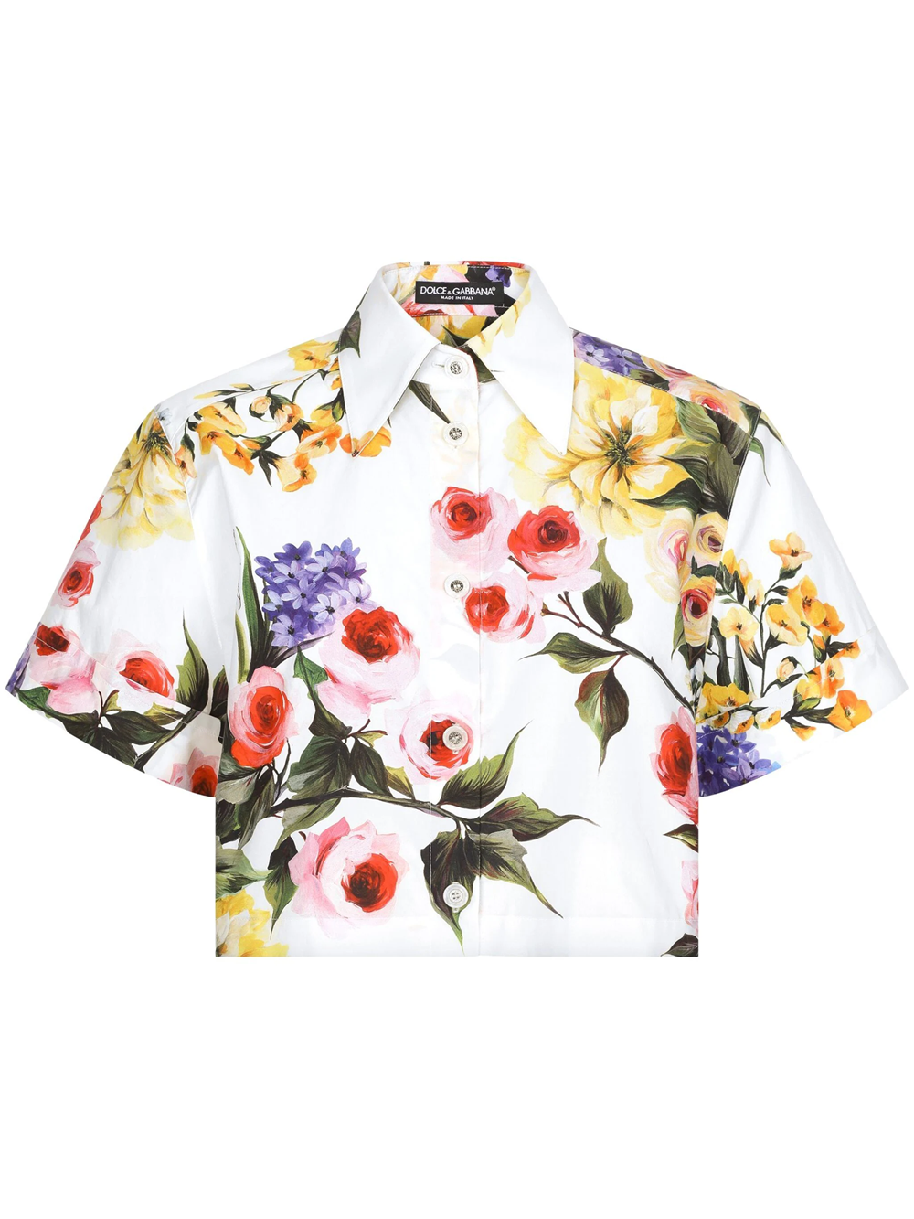Dolce & Gabbana Floral Crop Shirt In Multicolour