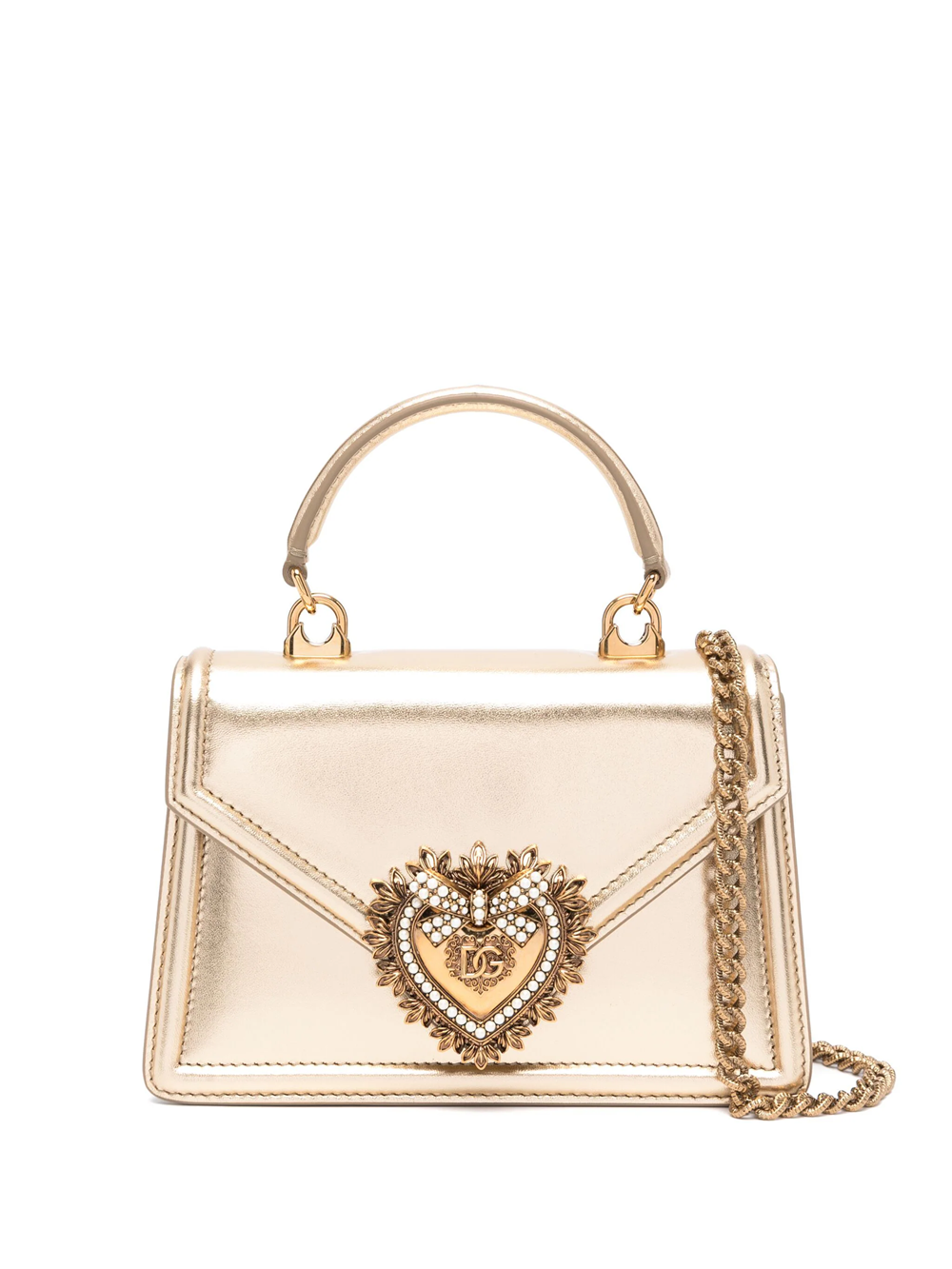 Shop Dolce & Gabbana Small Devotion Shoulder Bag In Metallic