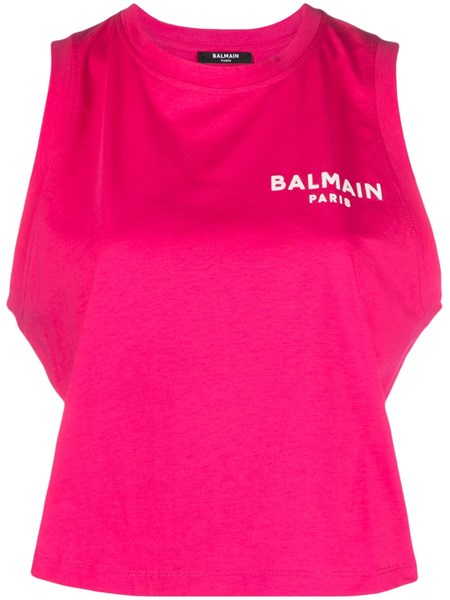 Balmain sleeveless discount printed cotton t-shirt